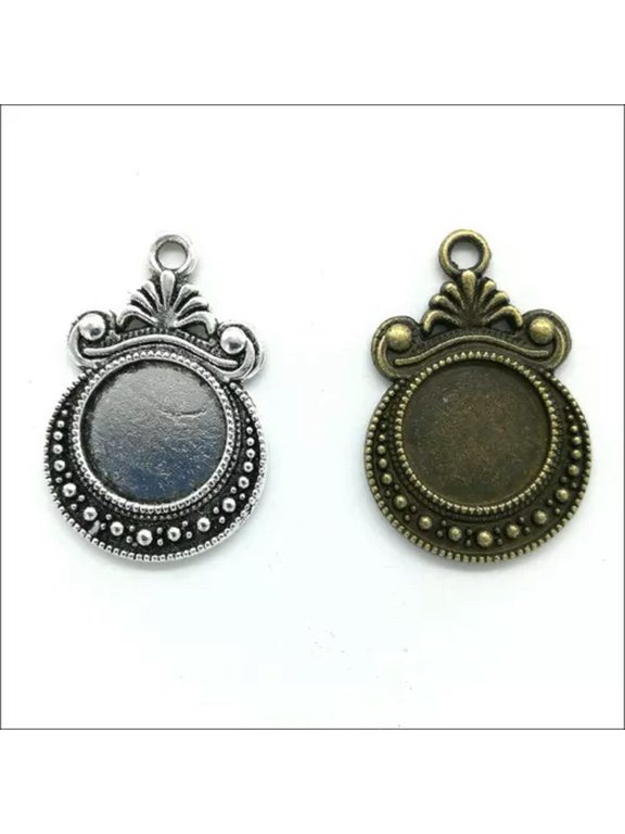 10pc Time gem base Antique Silver Charms Pendant For Jewelry Making 28*19mm-Mix - 10pcs