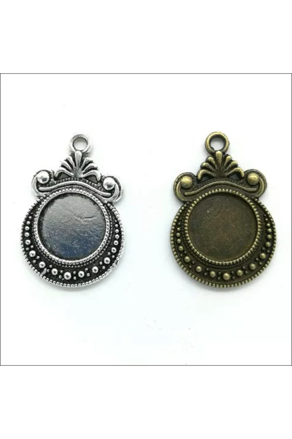 10pc Time gem base Antique Silver Charms Pendant For Jewelry Making 28*19mm-Mix - 10pcs