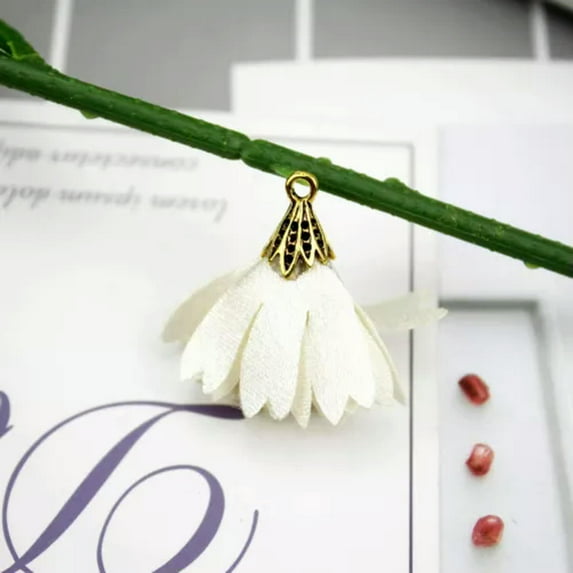 U8MO 10pc/lot Flower tassels for jewelry making DIY Earrings Tassel Pendants Trim-off-white-10pcs