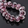 thumbnail image 1 of U8MO 10pcs 10mm 12mm Rondelle Faceted Rose Flower Lampwork Crystal Glass Beads lot-17# Purple & Silver-10x7mm, 1 of 6