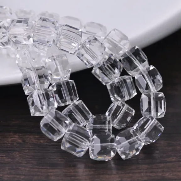 U8MO 10pcs 10mm Cube Faceted Cut Crystal Glass Loose Beads Lot for Jewelry Making-1# Clear