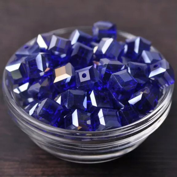 U8MO 10pcs 10mm Cube Faceted Cut Crystal Glass Loose Beads Lot for Jewelry Making-72# Deep Blue AB