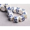 thumbnail image 1 of U8MO 10pcs 10mm Cube Flower Patterns Ceramic Porcelain Loose Beads for Jewelry Making-2# Dark Blue, 1 of 8