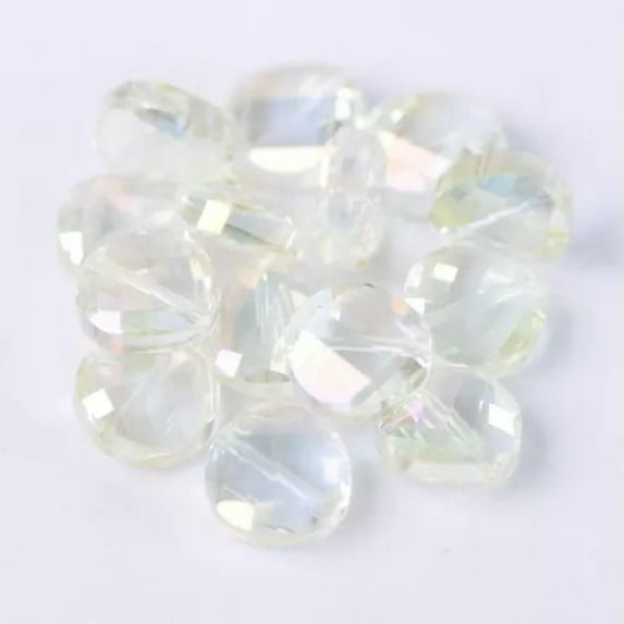U8MO 10pcs 12/14/18mm Twist Coin Faceted Crystal Glass Loose Beads for Jewelry Making-14x6.5mm-Yellow Colorized