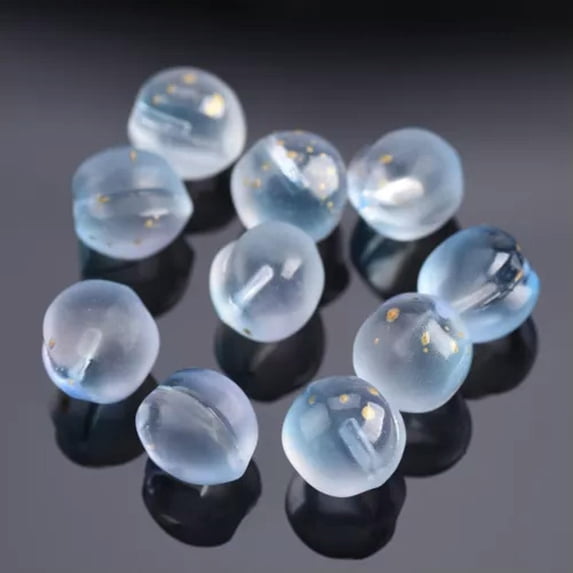 U8MO 10pcs 12mm Peach Shape Half Drilled Hole Lampwork Glass Loose Beads DIY Pendants-Blue