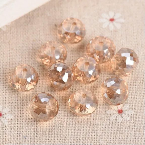 U8MO 10pcs 12mm Rondelle Drum Crystal Glass Faceted Loose Beads for Jewelry Making-Amber Gold