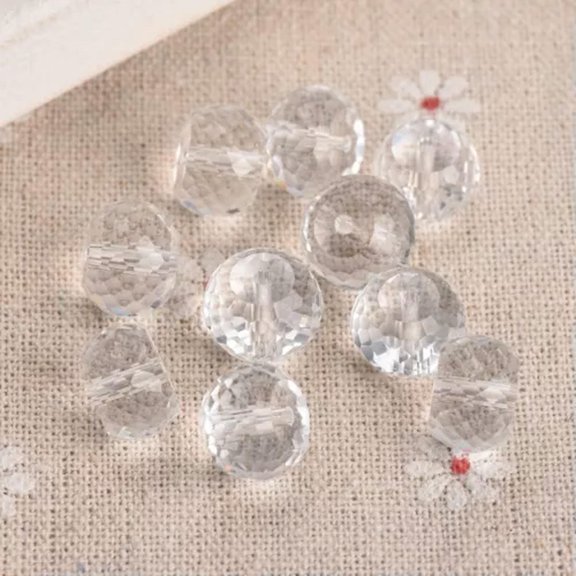 U8MO 10pcs 12mm Rondelle Drum Crystal Glass Faceted Loose Beads for Jewelry Making-Clear