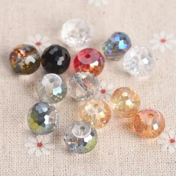 U8MO 10pcs 12mm Rondelle Drum Crystal Glass Faceted Loose Beads for Jewelry Making-Random Mixed