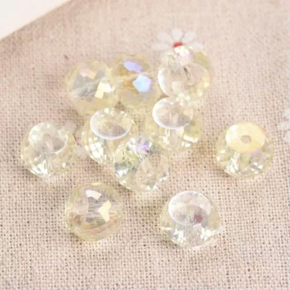 U8MO 10pcs 12mm Rondelle Drum Crystal Glass Faceted Loose Beads for Jewelry Making-Yellow Colorized