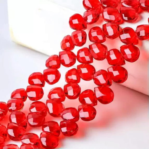U8MO 10pcs 12x9mm 15x12mm Teardrop Faceted Crystal Glass Beads for Jewelry Making-Red-12x9mm