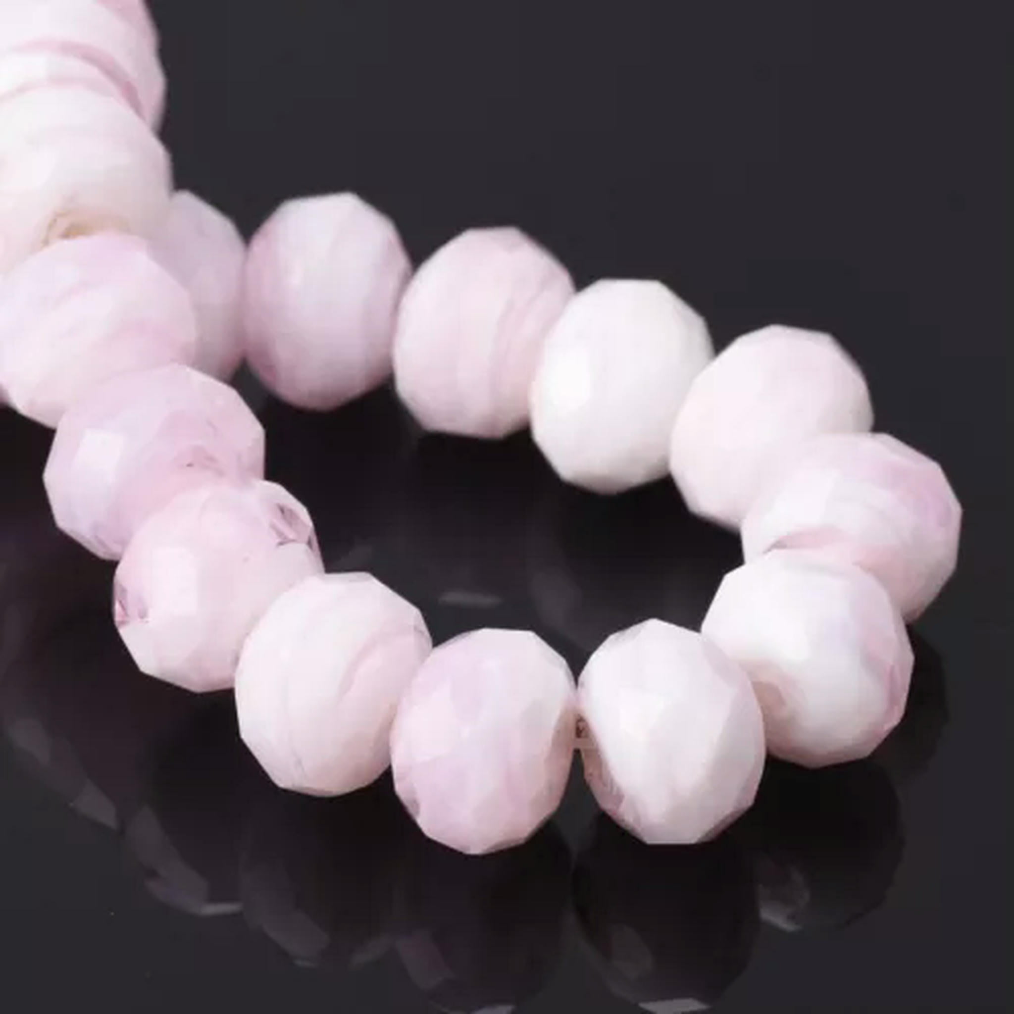 U8MO 10pcs 12x9mm Rondelle Faceted Crystal Lampwork Glass Loose Beads for DIY Jewelry-5# Pink White