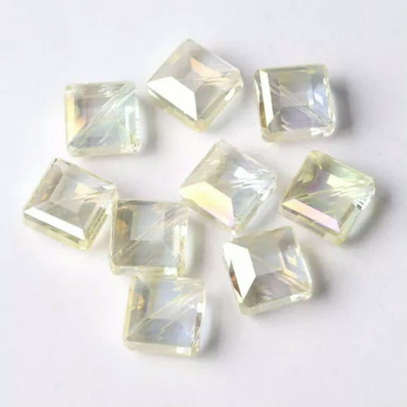 U8MO 10pcs 13mm Square Faceted Cut Crystal Glass Loose Beads for Jewerly Making-Yellow Colorized