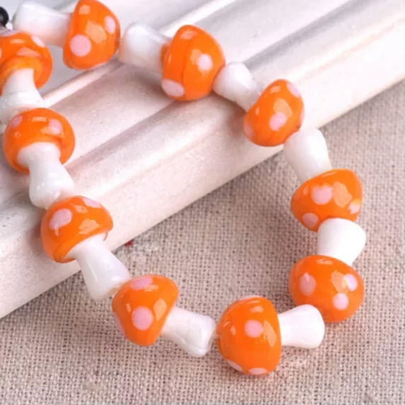 U8MO 10pcs 13x10/17x12mm Mixed Mushroom Lampwork Glass Loose Craft Beads Jewelry DIY-12x17mm-Opaque Orange