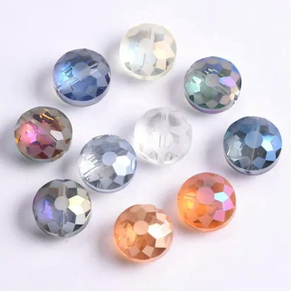 U8MO 10pcs 14mm 18mm Matte Oblate Rondelle Faceted Crystal Glass Beads for Jewelry-18x10mm-Random Mixed