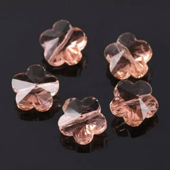 U8MO 10pcs 14mm Flower Faceted Crystal Glass Loose Spacer Beads DIY Jewelry Making-Aqua Rose