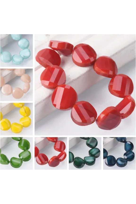 10pcs 14mm Twist Coin Shape Lampwork Glass Loose Craft Beads Jewelry Findings-Yellow