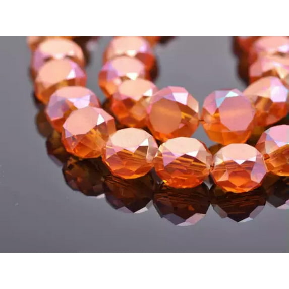 U8MO 10pcs 14x8mm Faceted Rondelle Crystal Glass Loose Spacer Beads Jewelry Findings-Wine Orange