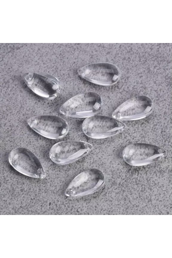 10pcs 14x8mm Teardrop Lampwork Crystal Glass Top Drilled Pendants Loose Beads-Clear