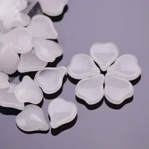 U8MO 10pcs 15x12mm Petal Crystal Glass Loose Pendants Beads For Jewelry Findings DIY-14# Opaque White