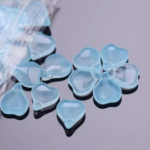 U8MO 10pcs 15x12mm Petal Crystal Glass Loose Pendants Beads For Jewelry Findings DIY-16# Aqua Blue
