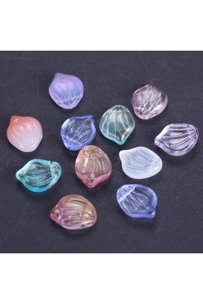 10pcs 15x12mm Petal Shape Lampwork Glass Loose Pendants Beads For Jewelry Making-Random Mixed