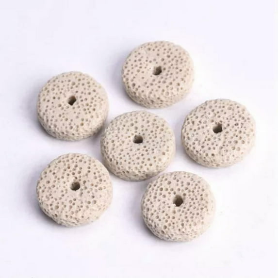U8MO 10pcs 15x6mm Cylinder Shape Natural Lava Stone Loose Beads For Jewelry Making-Beige