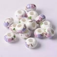 thumbnail image 1 of U8MO 10pcs 15x9mm Ceramic Rondelle Big Hole Beads Fit Charms European Bracelet Crafts-31# Light Purple Moslems, 1 of 9
