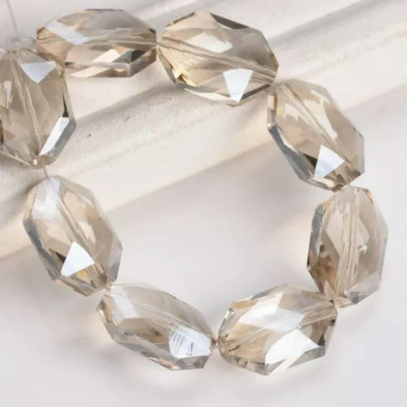 U8MO 10pcs 18x12mm Oval Faceted Crystal Glass Loose Crafts Beads for Jewelry Making-Light Champagne