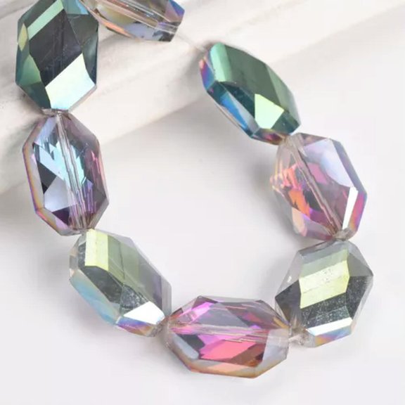 U8MO 10pcs 18x12mm Oval Faceted Crystal Glass Loose Crafts Beads for Jewelry Making-Rose Green