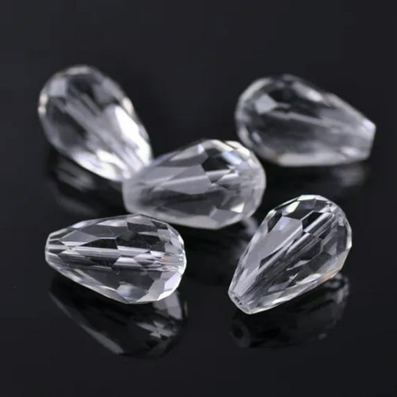 U8MO 10pcs 18x12mm Teardrop Faceted Crystal Glass Losse Beads Bulk Wholesale Lot-101# Clear
