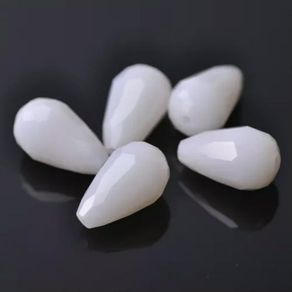 U8MO 10pcs 18x12mm Teardrop Faceted Crystal Glass Losse Beads Bulk Wholesale Lot-201# Jade White