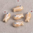 thumbnail image 1 of U8MO 10pcs 19x10mm Fish Shape Handmade Glossy Glazed Ceramic Porcelain Loose Beads-Khaki, 1 of 5