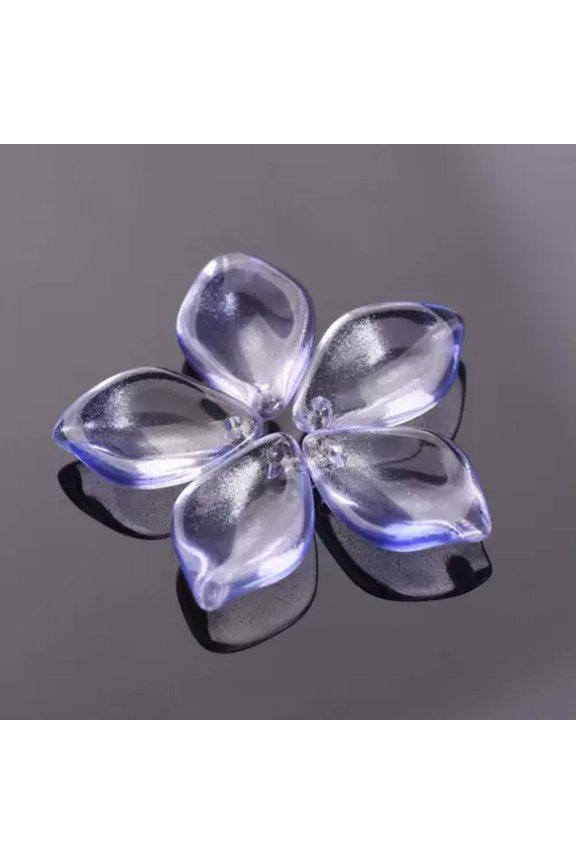 10pcs 19x13mm Crystal Glass Petal Loose Pendant Beads for Jewellery Making-Bluish Violet