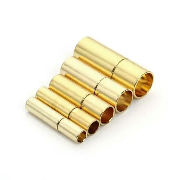 U8MO 10pcs 2/2.5/3/5mm Brass Metal Rope Leather Cord End Crimp Beads for DIY Jewelry-Gold-5mm