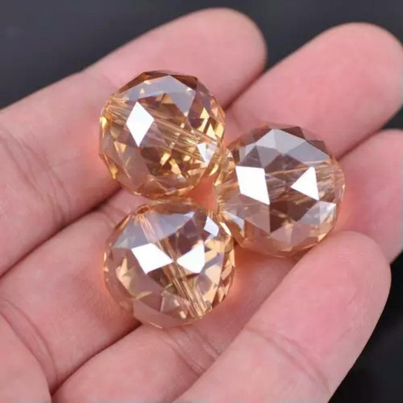 U8MO 10pcs 20mm Big Round Faceted Crystal Glass Ball Loose Beads for Jewelry Making-Amber Gold
