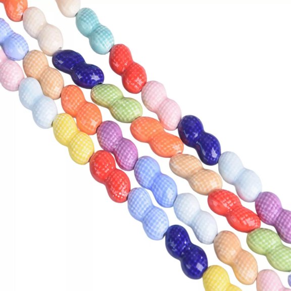 U8MO 10pcs 22x10mm Mixed Peanut Shape Ceramic Porcelain Loose Beads For DIY Jewelry