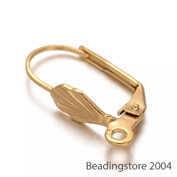 U8MO 10pcs 304 Stainless Steel Leverback Earwires French Hoop Earring Findings Gold