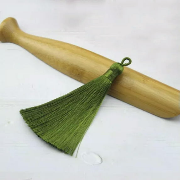 U8MO 10pcs 8cm Ice Silk Earrings Tassel Trim Pendant Key Tassels Jewelry Findings DIY-3# army green