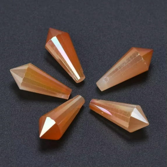 U8MO 10pcs 8mm/10mm/11mm Teardrop Cone Faceted Crystal Glass Pendants Prism Beads-8x20mm-Jade Half Wine