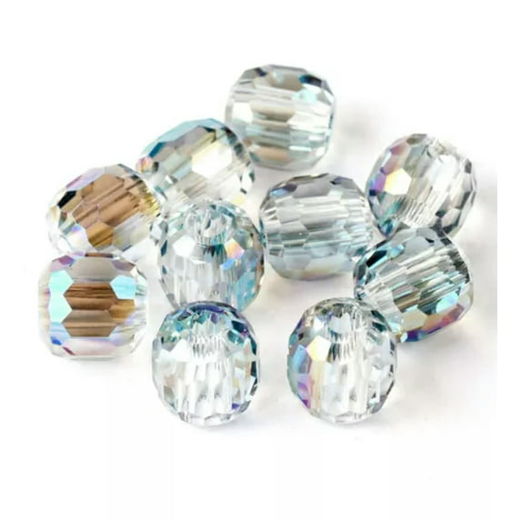 U8MO 10pcs 8mm 10mm 12mm 14mm Cylinder Crystal Glass Loose Beads for Jewelry Making-10mm-Green Colorized