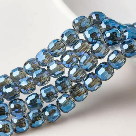 U8MO 10pcs 8mm 10mm 12mm 14mm Cylinder Crystal Glass Loose Beads for Jewelry Making-Dark Grayish Blue-10mm