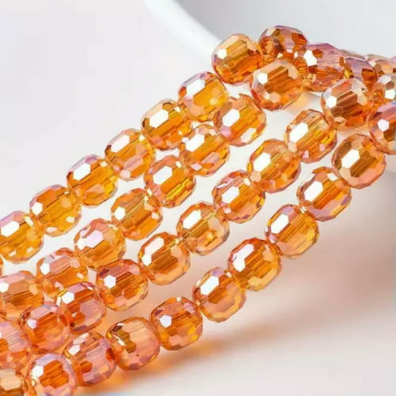 U8MO 10pcs 8mm 10mm 12mm 14mm Cylinder Crystal Glass Loose Beads for Jewelry Making-Wine Orange-8mm