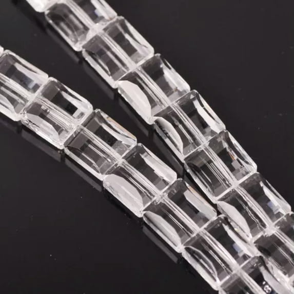 U8MO 10pcs 9mm Square Faceted Colorful Crystal Glass Loose Beads for Jewelry Making-Clear