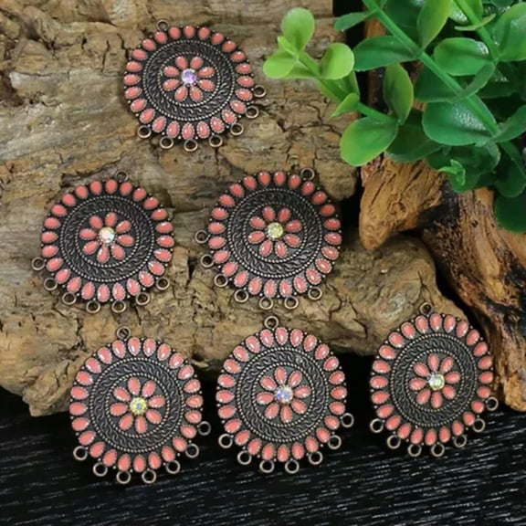U8MO 10pcs Antique Enamel Metal Connectors Bails For DIY Dangle Earring Chandelier-Pink