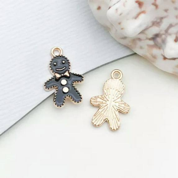 U8MO 10pcs Black Enamel Charms Pendant For Jewelry Making Handmade Earrings Necklace-10pcs Christmas snowman 12x18mm