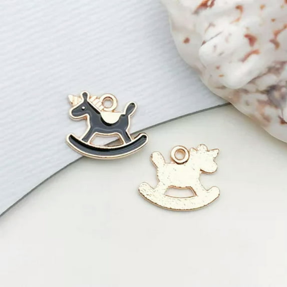 U8MO 10pcs Black Enamel Charms Pendant For Jewelry Making Handmade Earrings Necklace-10pcs Horse 13x16mm