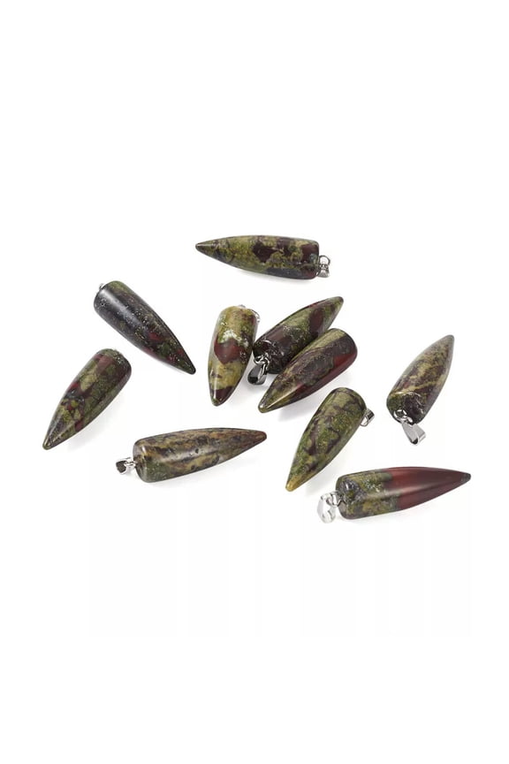 10pcs Bullet Natural Dragon Blood Stone Pendants Gemstone Dangle Charms 10~11mm