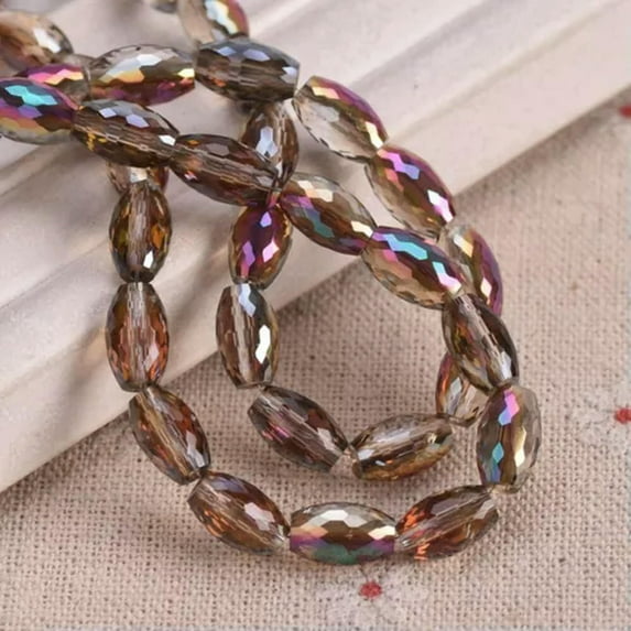 U8MO 10pcs Colorful 6x10mm 8x12mm Oval Cylinder Faceted Crystal Glass Loose Beads-Purple Rose-8x12mm