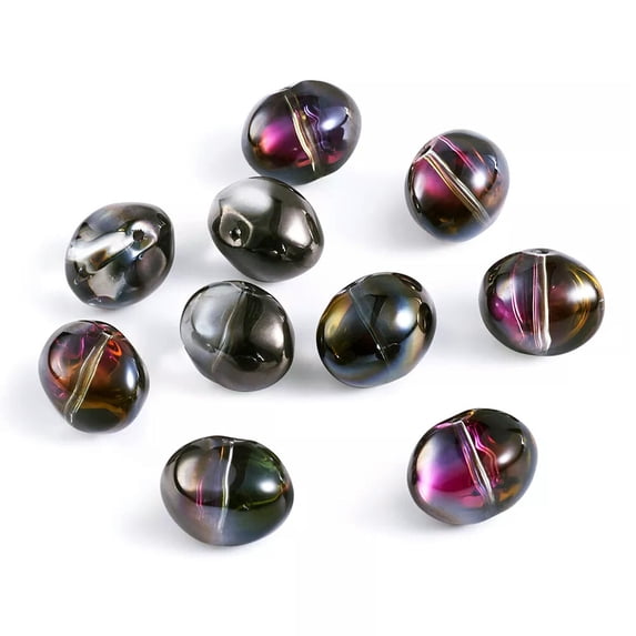 U8MO 10pcs Colorful Half Plated Crystal Glass Oval Beads Smooth Loose Spacer 13x16mm