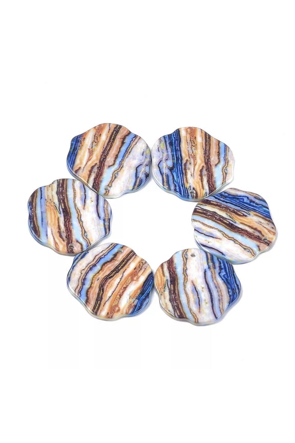 10pcs Colorful Resin Flower Pendants Smooth Mini Charms DIY Craft 37.5x36.5mm